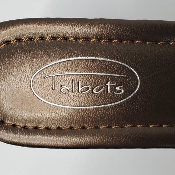 Talbots Bronze Brown Leather Upper Slip-On Wedge Sandal Size 7 1/2B - Picture 9 of 13